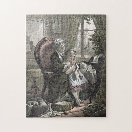 grootmoeder die haar breekt naar kleindochter legpuzzel (Verticaal)