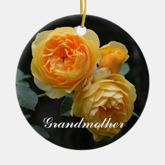 Grootmoeder Drie Gele Roses Ornament (Voorkant)