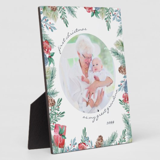 Grootmoeder eerste kerstfeest Baby Foto Plaque Fotoplaat (Zijkant)