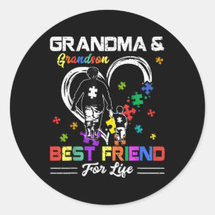Grootmoeder en kleinzoon beste vriend voor levensa ronde sticker