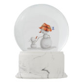 Grootmoeder en kleinzoon Snowman houden handen vas Sneeuwbol (Achterkant)