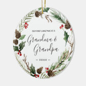 Grootmoeder en opa Eerste Floral kerstversiering Keramisch Ornament (Links)