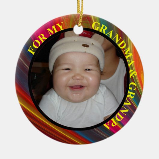 Grootmoeder en opa Foto Gift Label & Ornament (Voorkant)