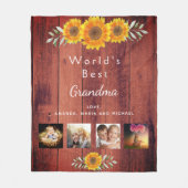 Grootmoeder familie foto collage rustiek bruin hou fleece deken (Voorkant)