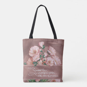 Grootmoeder Floral V Schouder Tas met Citaat