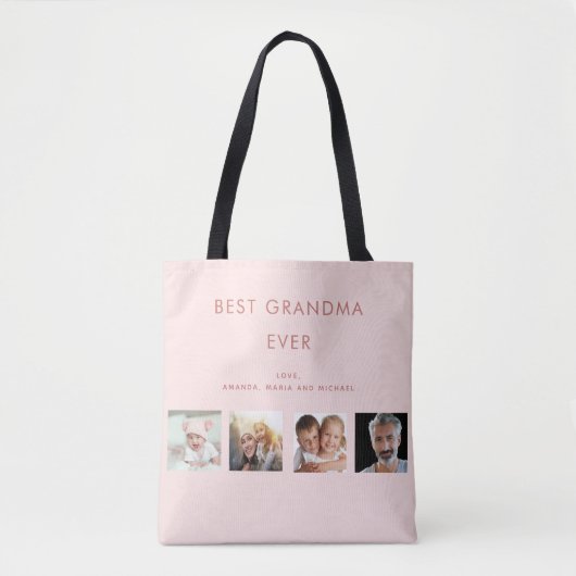 Grootmoeder foto collage familie roze tote bag (Voorkant)