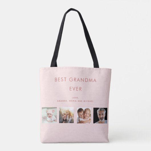 Grootmoeder foto collage familie roze tote bag (Achterkant)