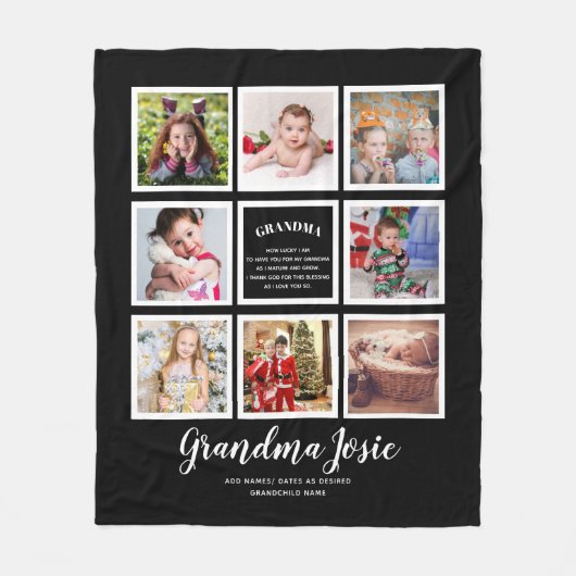 Grootmoeder Foto collage Grandma Poem Nonna Gigi Fleece Deken (Voorkant)