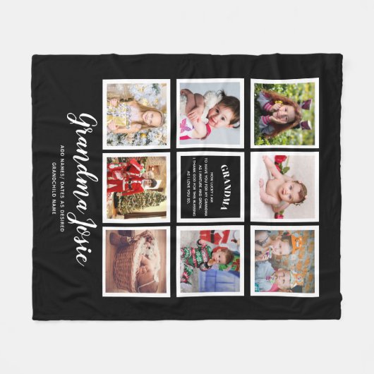 Grootmoeder Foto collage Grandma Poem Nonna Gigi Fleece Deken (Voorkant (Horizontaal))