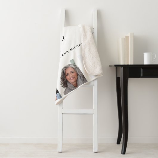 Grootmoeder foto foto familie collage wit sherpa deken (In situ)