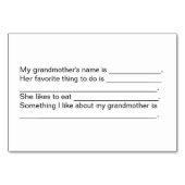 Grootmoeder foto Gepersonaliseerde familie Flashca Kaart (Achterkant)