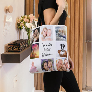 Grootmoeder fotocollage wit tote bag