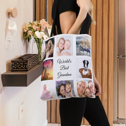 Grootmoeder fotocollage wit tote bag
