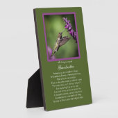 Grootmoeder gedenkteken met kolibrie gedicht fotoplaat (Zijkant)