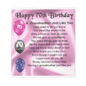 Grootmoeder gedicht - 70e verjaardag notitieblok (Voorkant)