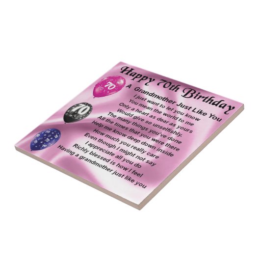 Grootmoeder gedicht - 70e verjaardag tegeltje (Zijkant)