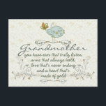 Grootmoeder gedicht met vogels briefkaart<br><div class="desc">Je hebt oren die echt luisteren,  armen die altijd houden,  liefde die nooit eindigt en een hart dat van goud is gemaakt. Met twee lichtvogels aan beide zijden en trendy draden,  zwenken,  met oranje,  gele gouden kleuren voor staarten en bloemen.</div>