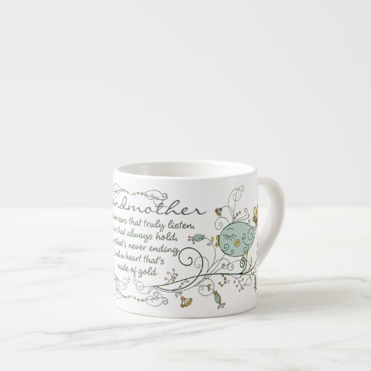 Grootmoeder gedicht met vogels espresso kop (Voorkant rechts)