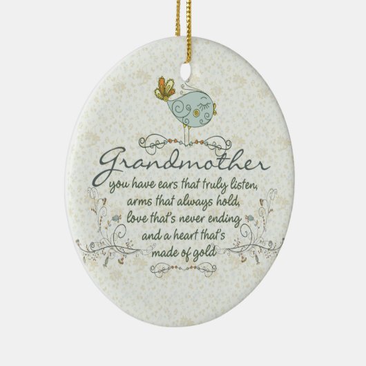 Grootmoeder gedicht met vogels keramisch ornament (Rechts)