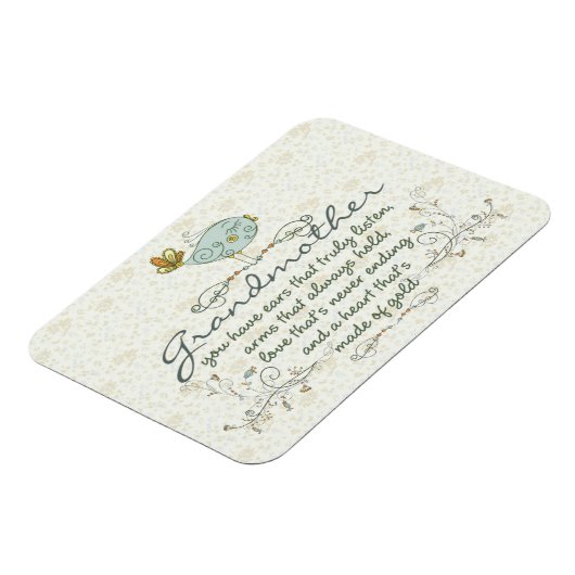 Grootmoeder gedicht met vogels magneet (Linkerzijde)