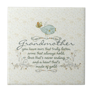 Grootmoeder gedicht met vogels tegeltje