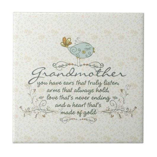 Grootmoeder gedicht met vogels tegeltje (Voorkant)