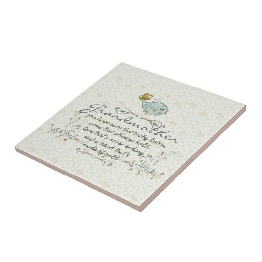 Grootmoeder gedicht met vogels tegeltje (Zijkant)