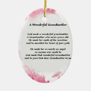 Grootmoeder gedicht - Roze Floral Keramisch Ornament