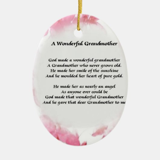 Grootmoeder gedicht - Roze Floral Keramisch Ornament (Voorkant)