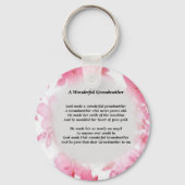 Grootmoeder gedicht - Roze Floral Sleutelhanger (Voorkant)