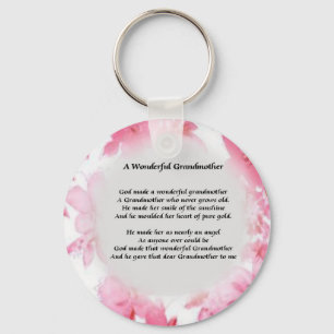 Grootmoeder gedicht - Roze Floral Sleutelhanger