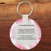 Grootmoeder gedicht - Roze Floral Sleutelhanger (Voorkant)