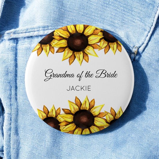 Grootmoeder Geel Wit Zonnebloem Bloemen Ronde Button 5,7 Cm