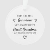 Grootmoeder gepromoveerd tot oma aankondiging ornament (voorkant)