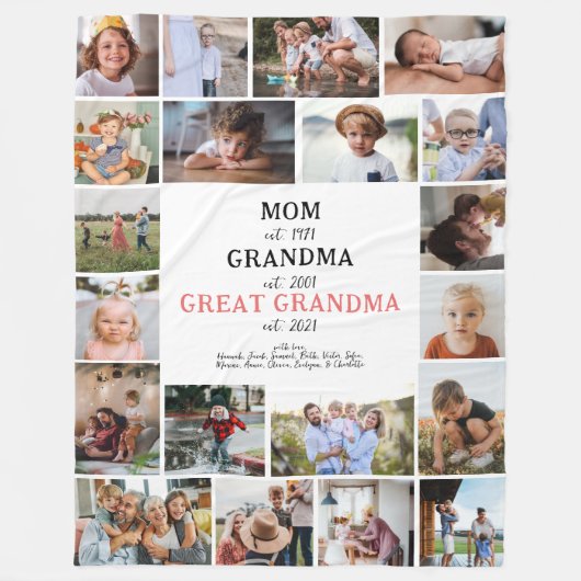 Grootmoeder gevestigd | 20 Fotofamilie Fleece Deken (Voorkant)