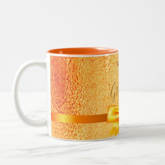 Grootmoeder gouden boog elegant tweekleurige koffiemok (Links)