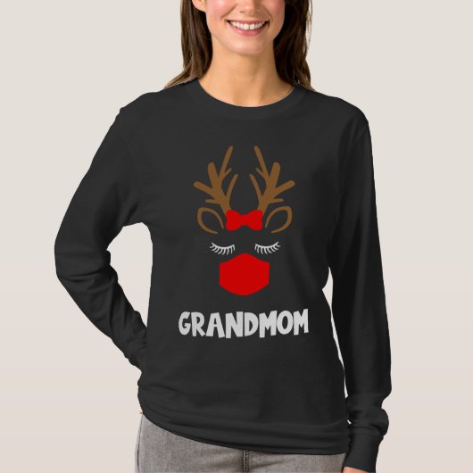 Grootmoeder Grappig rendier kerst dier familie ma T-shirt (Voorkant)