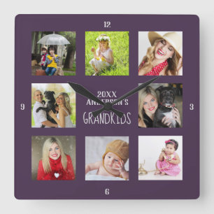 Grootmoeder grootvader PHOTO Collage Gift Vierkante Klok