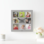 Grootmoeder grootvader PHOTO Collage Gift Vierkante Klok (Huis)