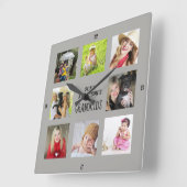 Grootmoeder grootvader PHOTO Collage Gift Vierkante Klok (Hoek)