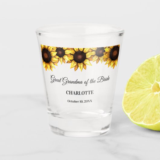 Grootmoeder Grote Oma Zonnebloem Shot Glas (Voorkant)
