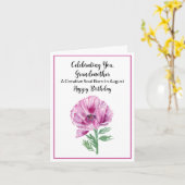 Grootmoeder Happy August Verjaardag Paarse Poppy Kaart (Gele Bloem)