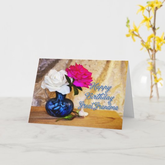Grootmoeder, Happy Birthday met geschilderde rozen Kaart (Gele Bloem)