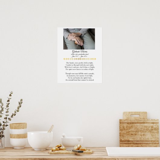 Grootmoeder herdenkingsgedicht met foto poster (Keuken)