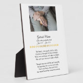 Grootmoeder herdenkingsgedicht met foto tafelblad fotoplaat (Zijkant)