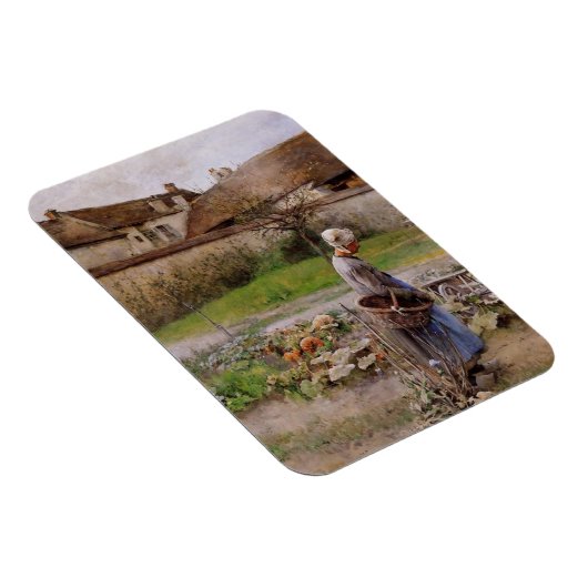 Grootmoeder in haar tuin van oktober magneet (Rechterzijde)