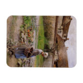 Grootmoeder in haar tuin van oktober magneet (Horizontaal)