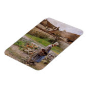 Grootmoeder in haar tuin van oktober magneet (Linkerzijde)