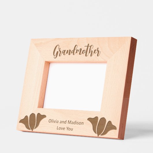 Grootmoeder in Script Kleinkinderen Namen Bloemen Gegraveerde Lijstjes (Links)