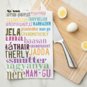 grootmoeder in veel talen keukenhanddoeken (Quarter Fold)